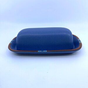 vintage dansk mesa blue butter dish with lid stoneware made in portugal